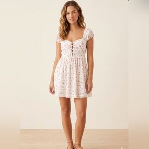 *NWT* Forever 21 Floral Lace Up Eyelet Mini Dress Cottagecore Boho Size XL